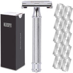 Keropy safety razor for men front view mirror polished silver finish