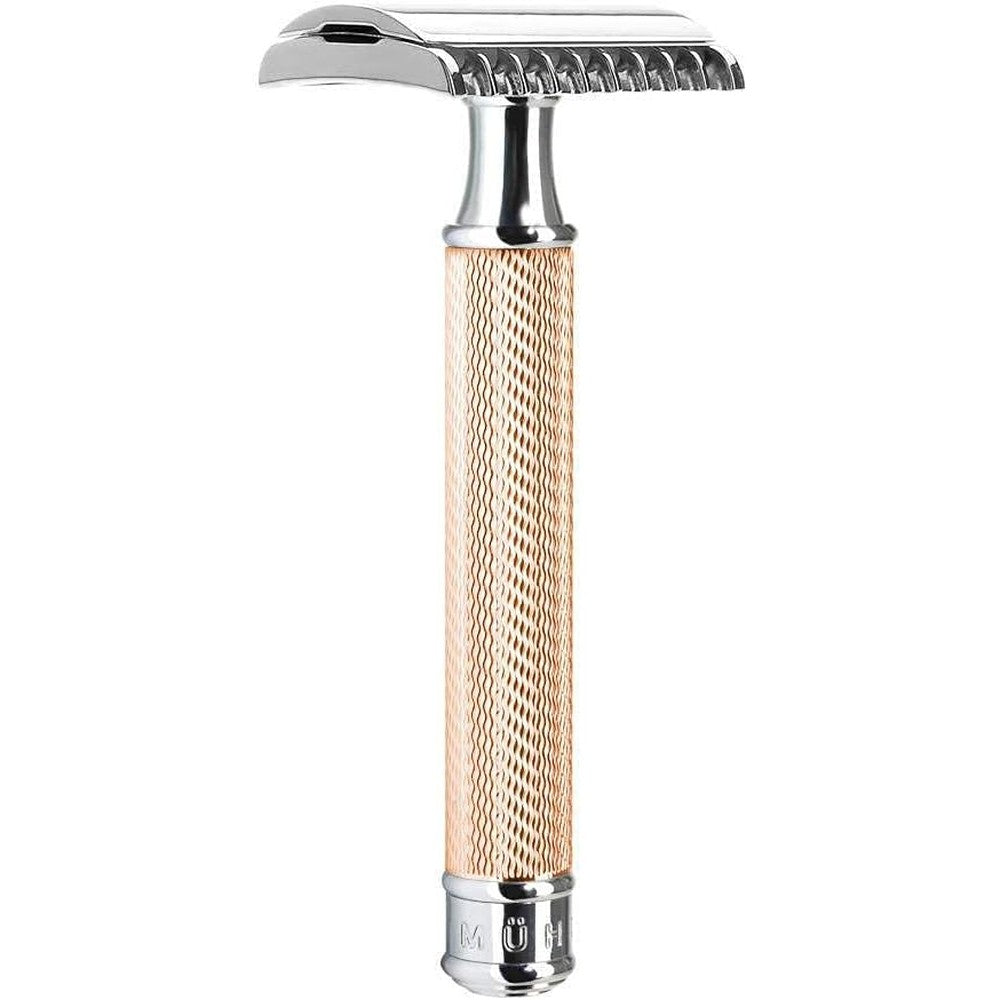 MÜHLE TRADITIONAL R41 double edge safety razor front view showcasing open comb design.