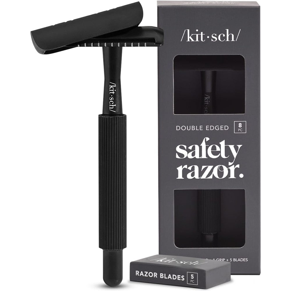 Kitsch Perfect Glide Safety Razor in matte black front view