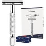 Gearhub double edge safety razor front view premium stainless steel wet shaving tool.