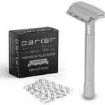 Parker Safety Razor SoloEdge single edge razor front view with satin finish