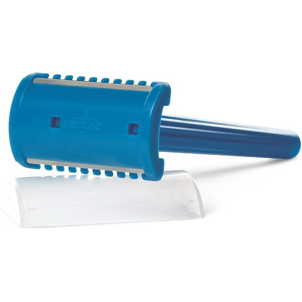 Medline double sided shave prep razor blue front view 100 pack