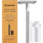 ASIPRO safety razor kit front view showcasing silver textured handle