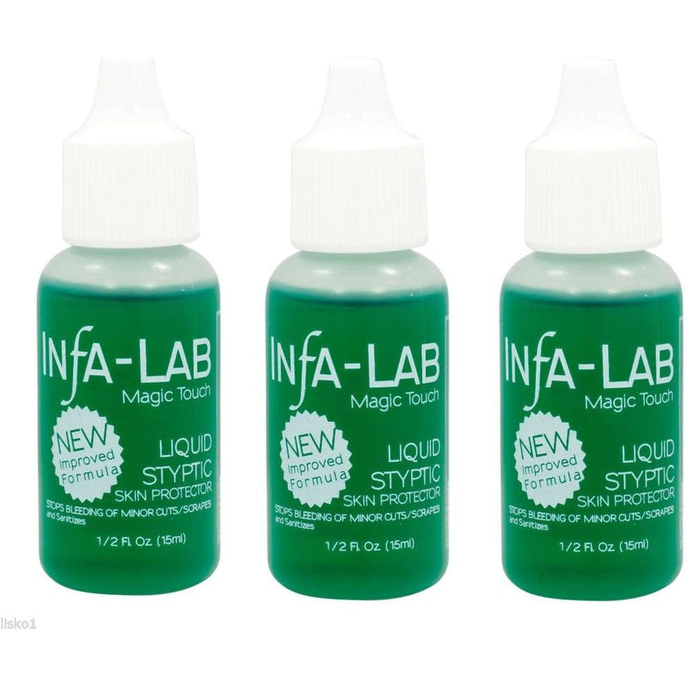 Infa-Lab Magic Touch Liquid Styptic Skin Protector front view showing dropper bottle