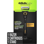 Gillette Labs men's razor kit front view featuring black and gold handle