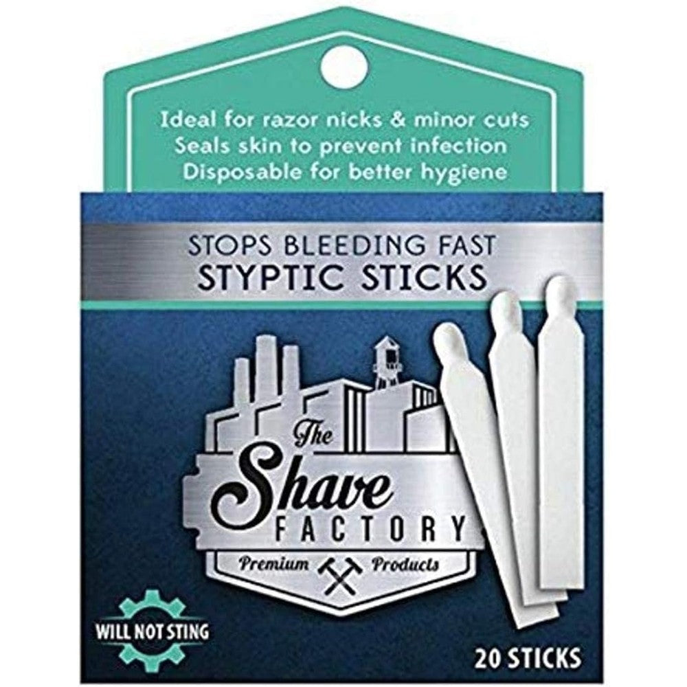 The Shave Factory disposable styptic pencils front packaging view