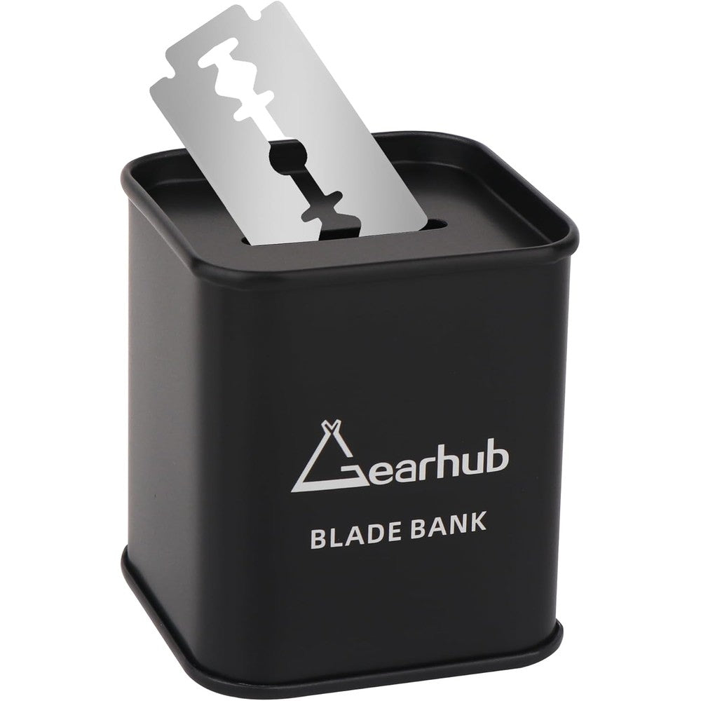 Gearhub Blade Bank front view showing matte black metal finish and top disposal slot