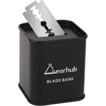 Gearhub Blade Bank front view showing matte black metal finish and top disposal slot