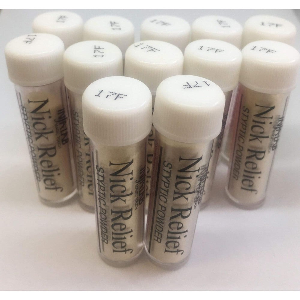 Infalab Nick Relief Styptic Powder 12 Count bottles front view