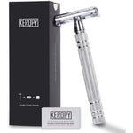 Keropy double edge safety razor kit front view premium close shaving system