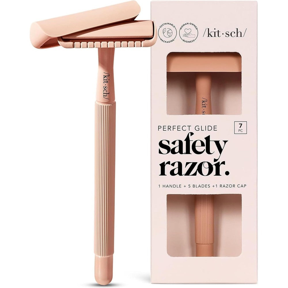 Kitsch Perfect Glide Safety Razor Terracotta front view of premium metal handle.