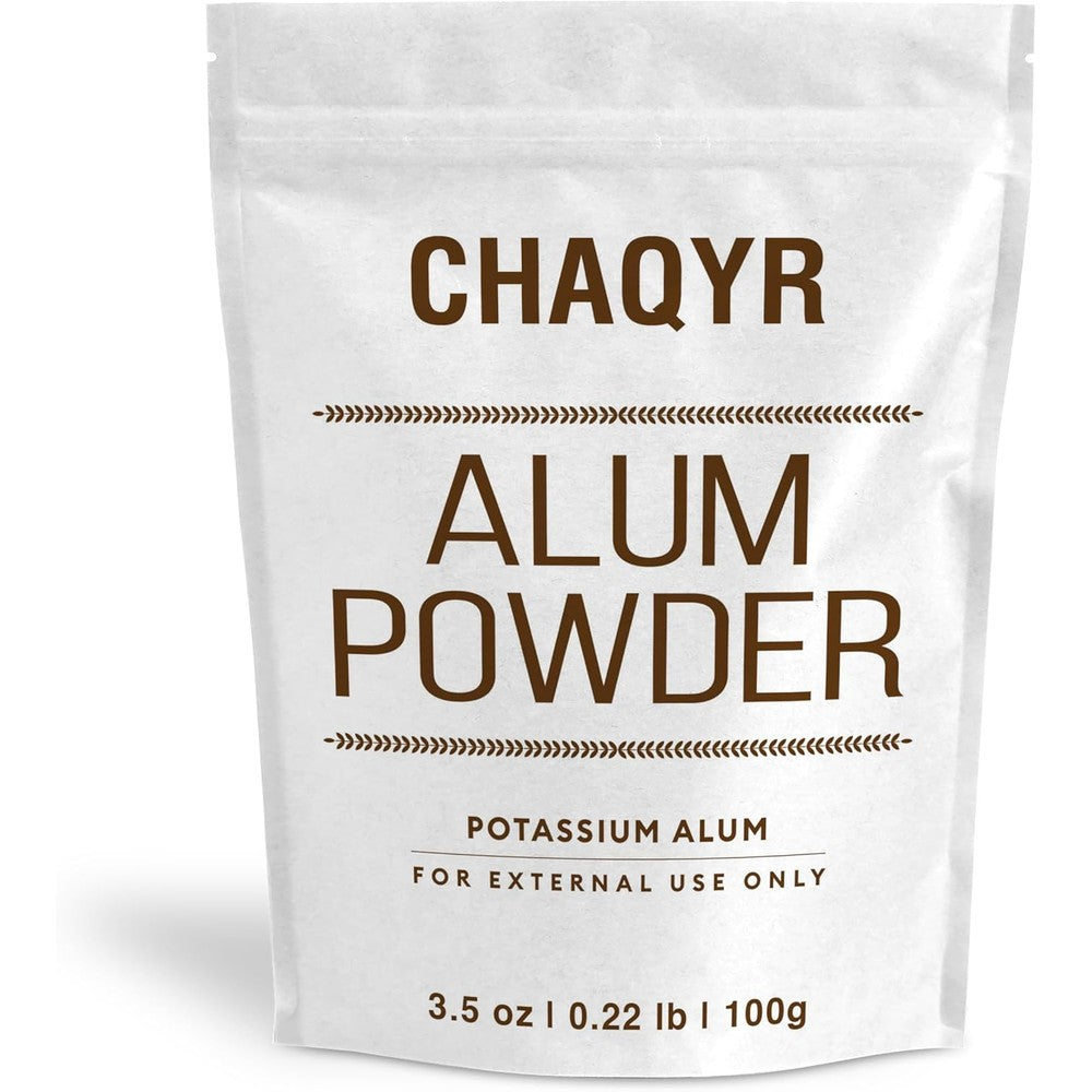 Chaqyr Alum Powder granulated potassium mineral salt front view for natural deodorant use