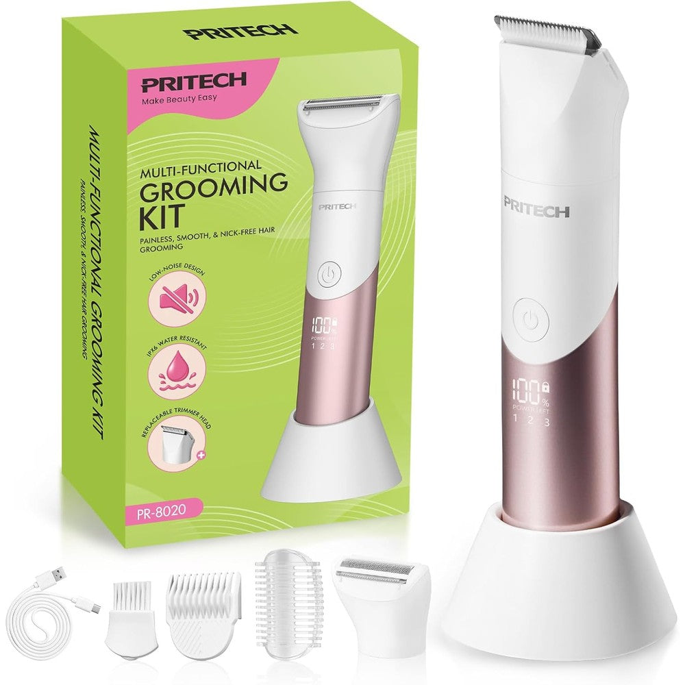 PRITECH bikini trimmer for women front view champagne color hair removal device