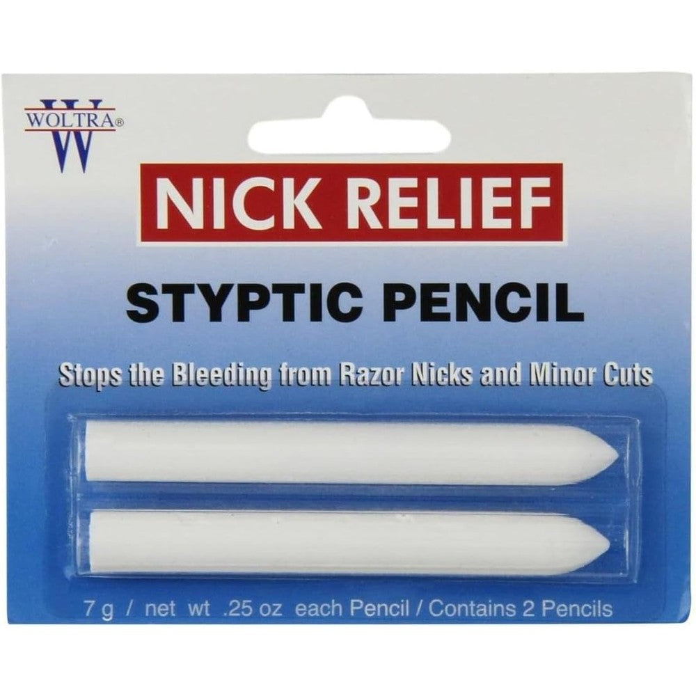 Yinat Woltra Nick Relief Styptic Pencil twin pack front view for shaving cut care.