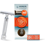 Merkur Mk34c Double Edge Razor front view showcasing premium German safety razor engineering