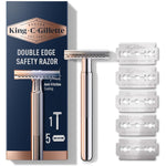 King C. Gillette Double Edge Safety Razor front view of chrome handle and premium packaging.