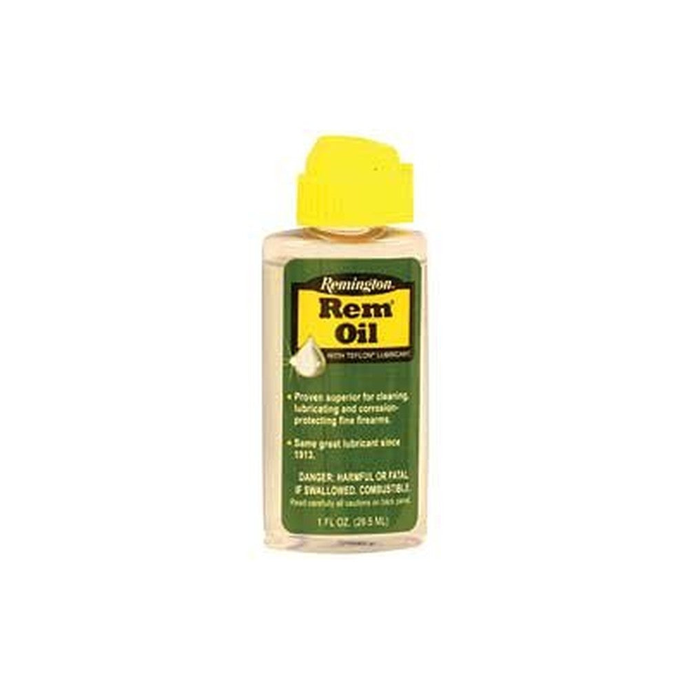 Remington Rem Oil 1 Ounce Dropper Bottle front view showcasing premium firearm lubricating oil packaging.