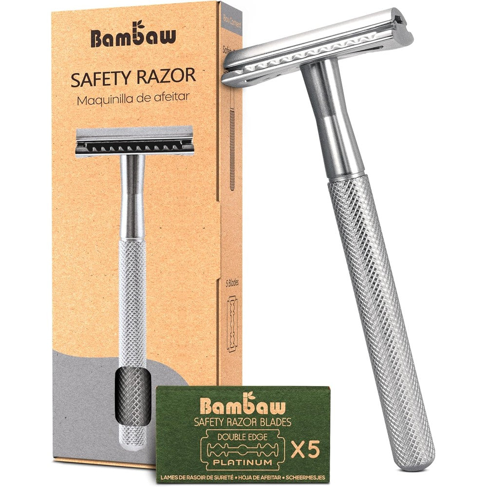 Bambaw Double Edge Safety Razor front view authentic vintage metal razor.