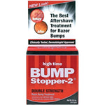 High Time Bump Stopper 2 Double Strength Razor Bump Treatment front view of the packaging tub.