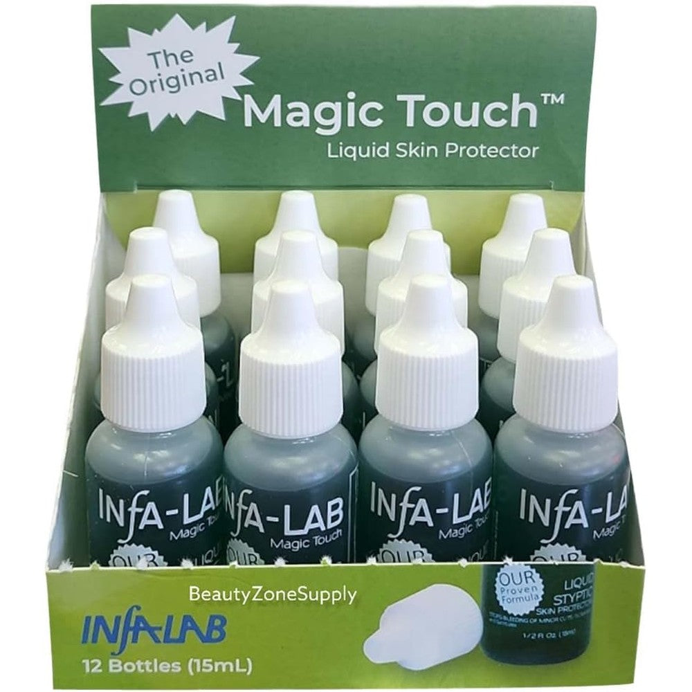 Infalab Magic Touch Liquid Styptic Skin Protector front view bottle for stopping bleeding from minor cuts
