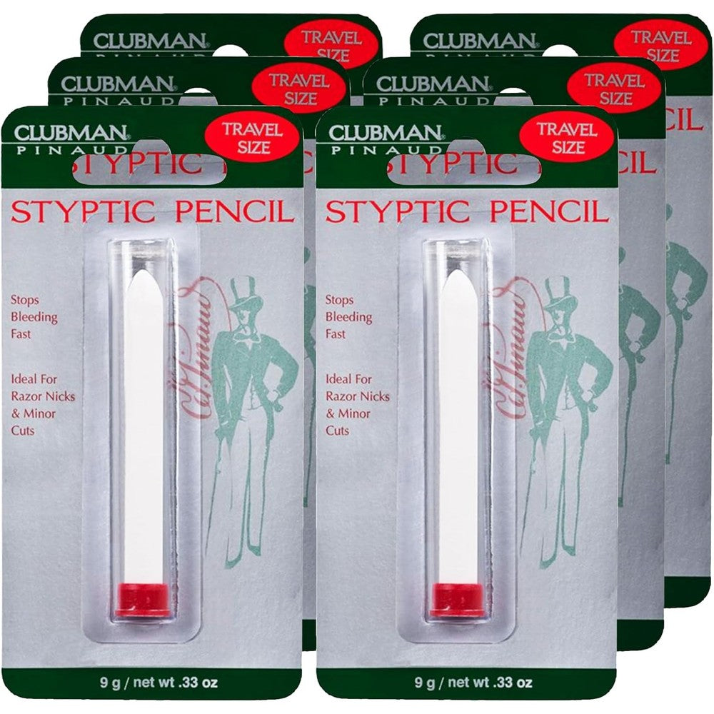 Clubman Pinaud Travel Size Styptic Pencil front view pack of six