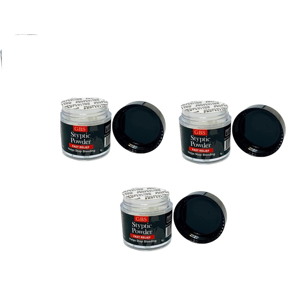G.B.S Styptic Powder Jars front view showing professional grooming first aid packaging.