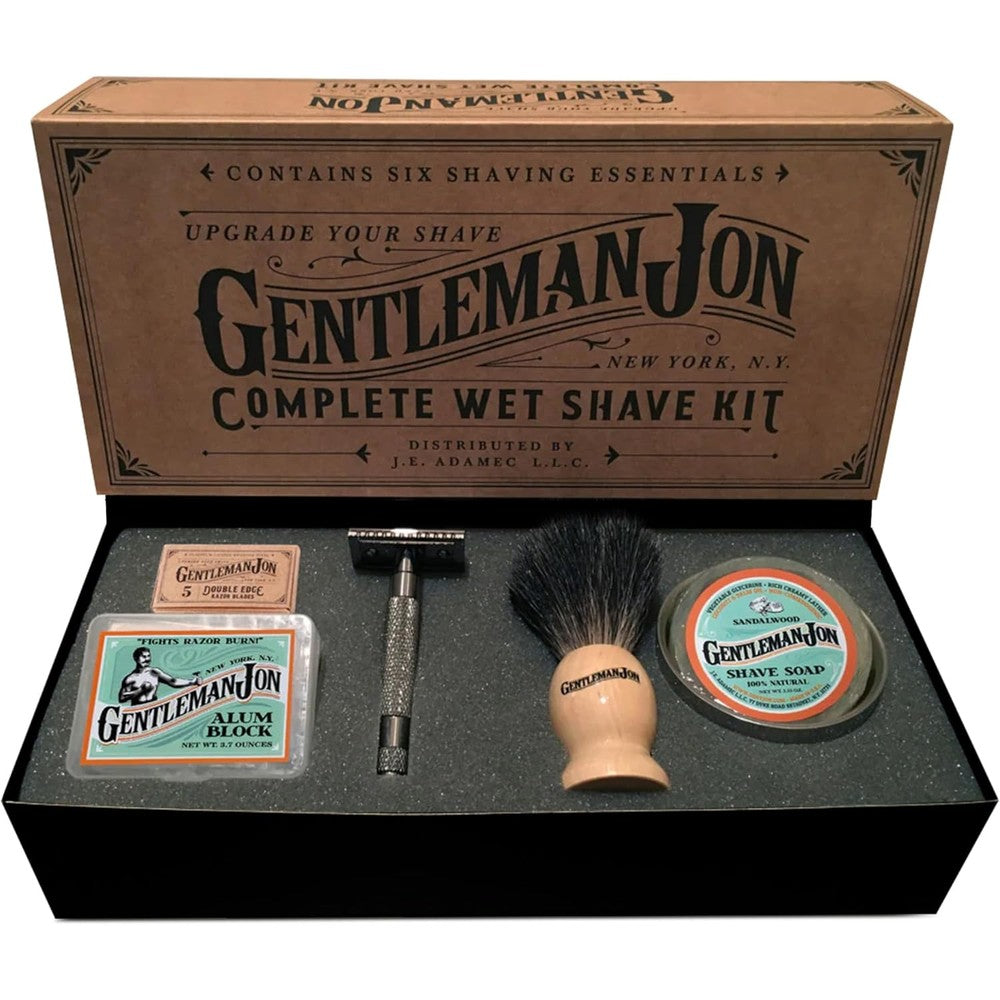 Gentleman Jon Safety Razor Shaving Kit front view of premium vintage grooming collection