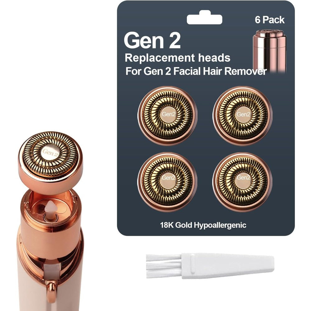 Frasam 4-pack rose gold replacement heads for facial hair remover front view