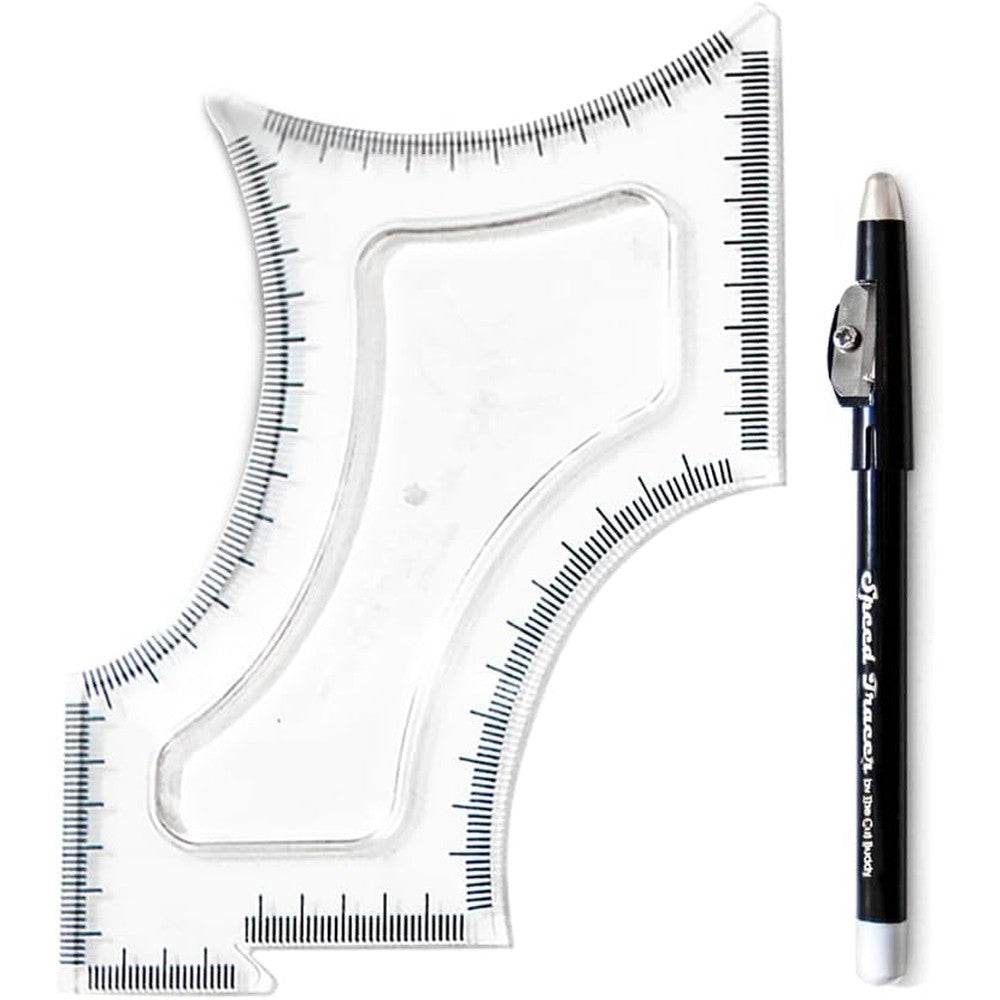The Cut Buddy original shaping tool front view clear plastic beard stencil