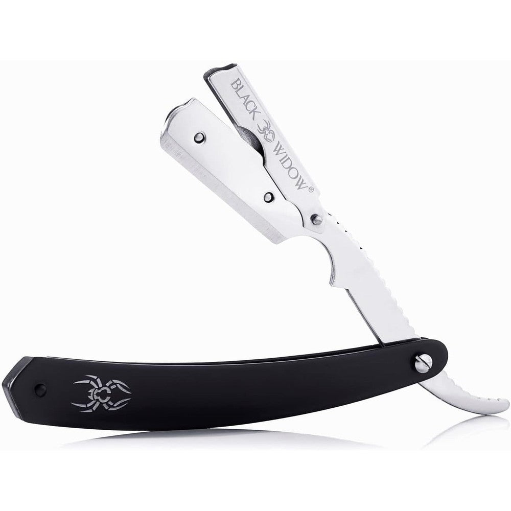 Black Widow professional straight edge razor kit with blades