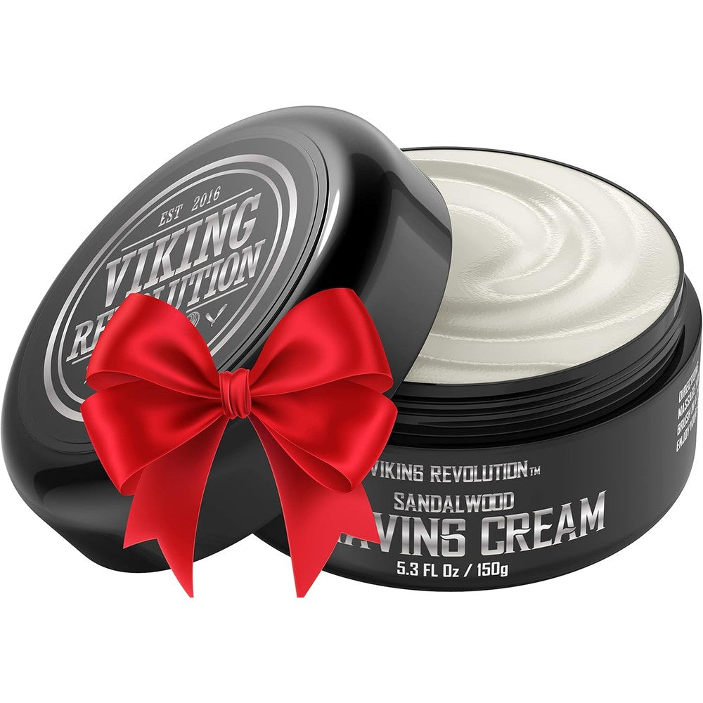 Viking Revolution Luxury Shaving Cream front view of the premium sandalwood tub