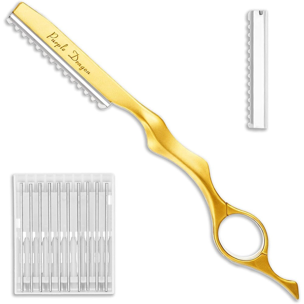 Tucnoeu 7 inch hair styling razor gold finish front view