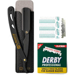Macs Professional straight razor front view with matte black handle
