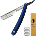 Krisp Beauty professional straight razor blue marble front view