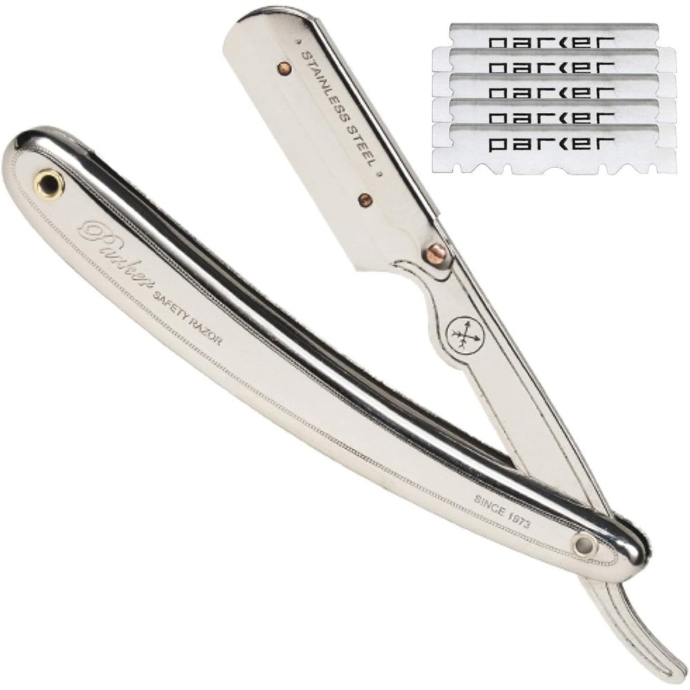 Parker SR1 Stainless Steel Straight Edge Barber Razor front view