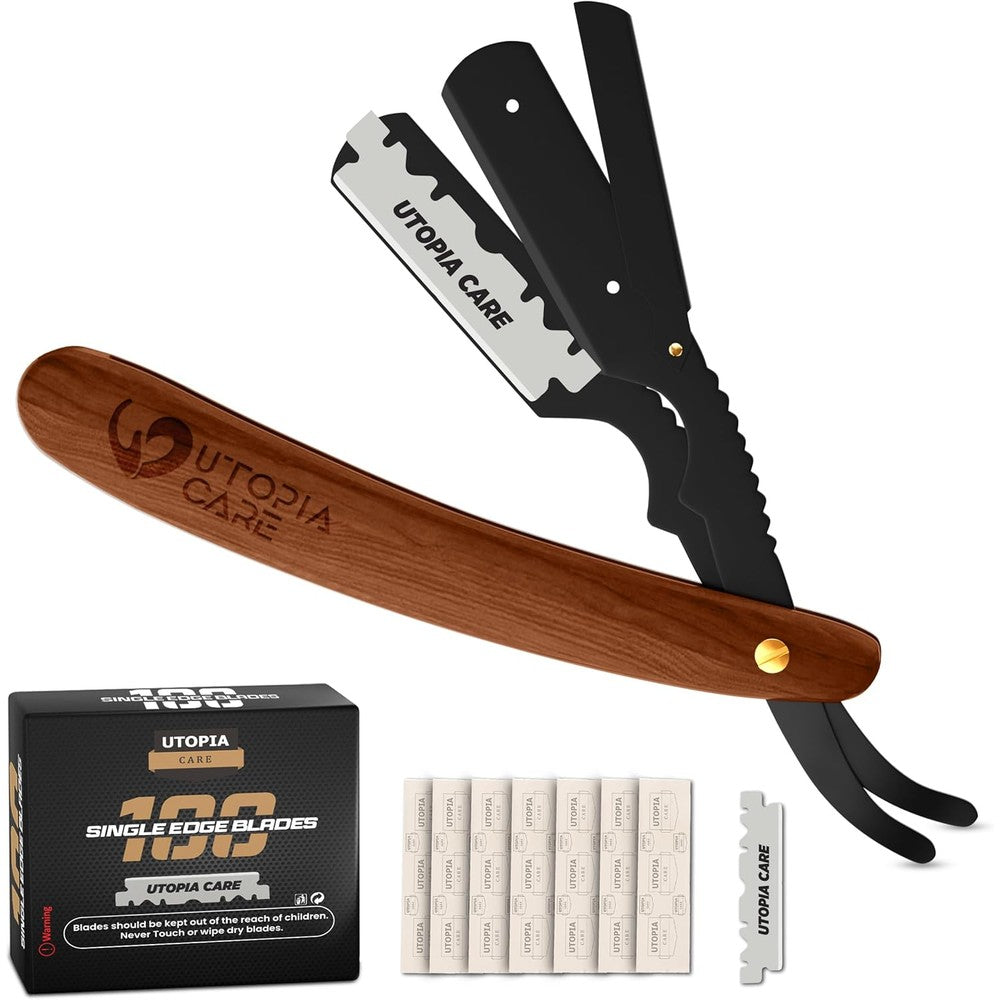 Utopia Care professional straight edge razor front view