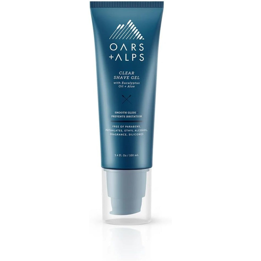 Oars + Alps Hydrating Men's Clear Shave Gel front view of tube