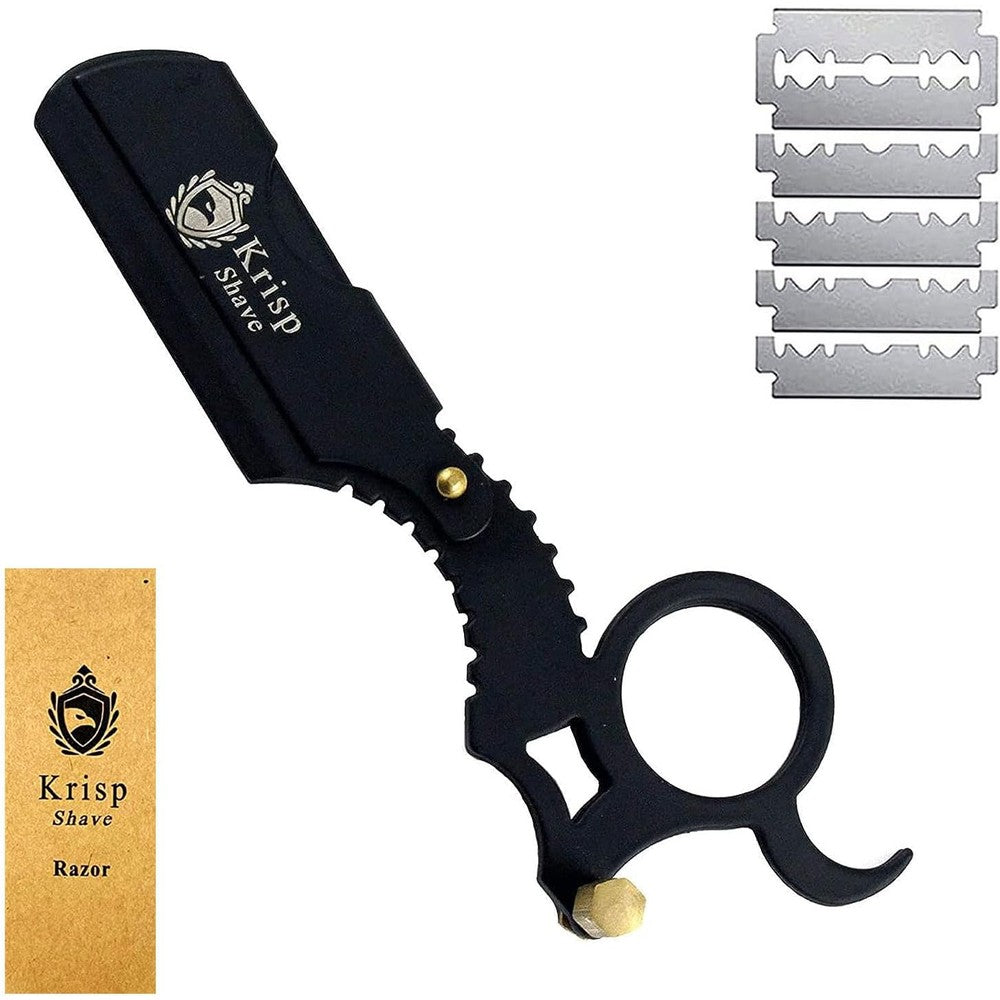 Krisp Beauty professional straight edge barber razor in black