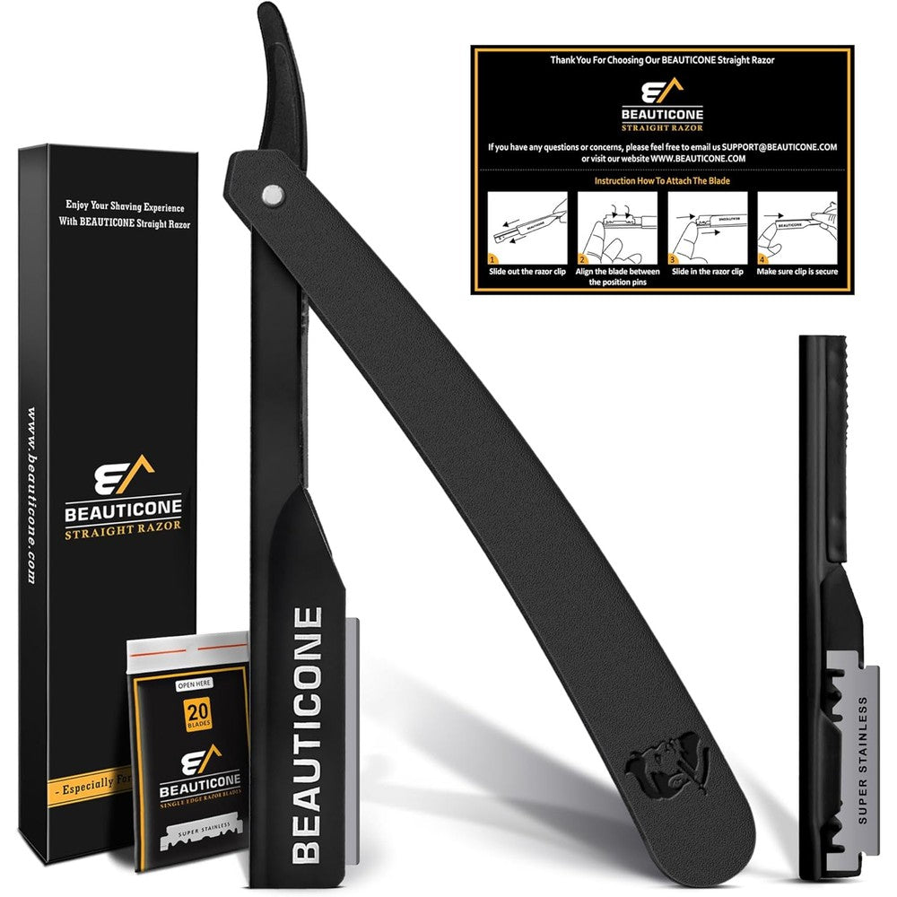 Beauticone Professional Barber Straight Razor Kit front view