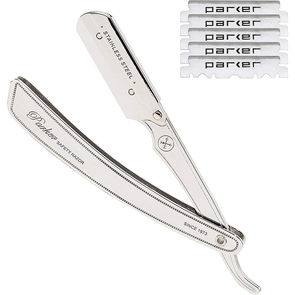 Parker SRX professional stainless steel straight razor front view