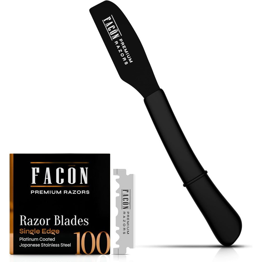 Facon professional straight edge barber razor with blade kit