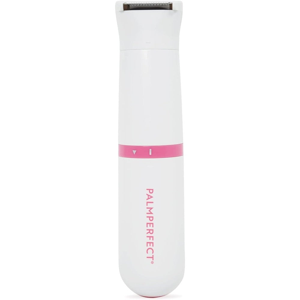 Palmperfect Clio electric bikini trimmer front view white and pink personal shaver