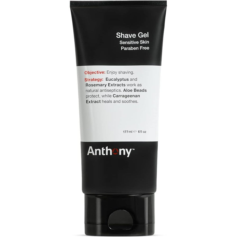 Anthony Shave Gel for Sensitive Skin front view of the six fluid ounce tube