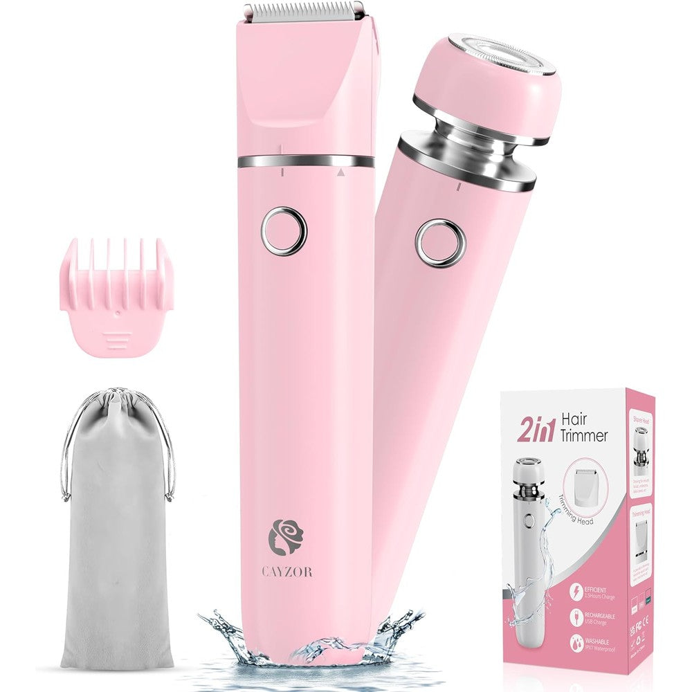 Cayzor bikini trimmer and shaver kit for women front view showcasing the sleek cordless body design.