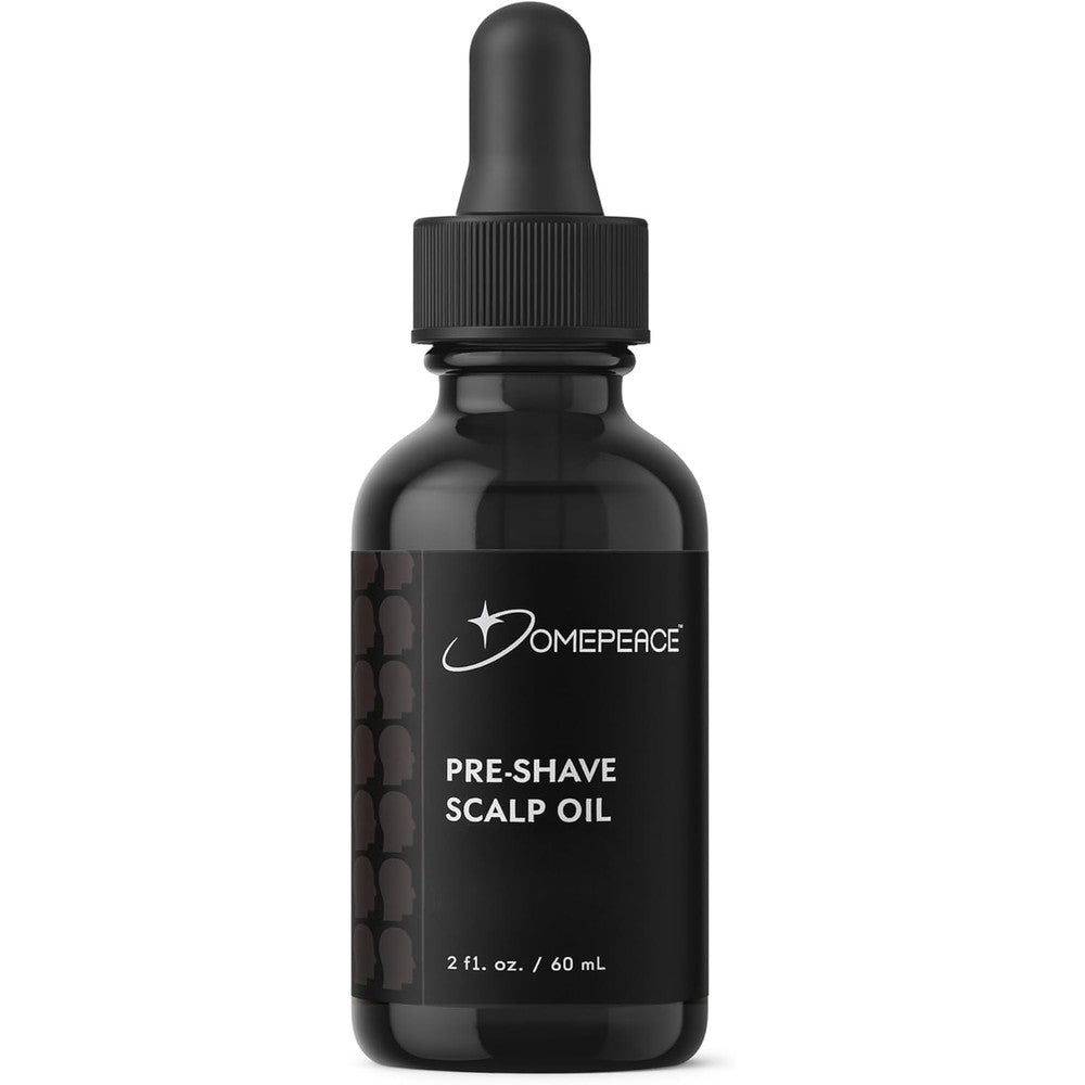 Domepeace Pre Shave Scalp Oil front view bottle for bald men premium grooming