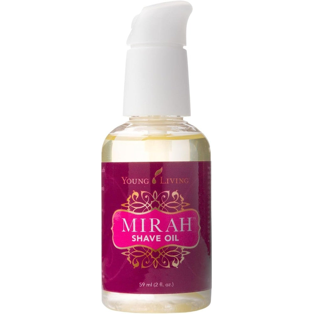 Young Living Mirah Shave Oil front view bottle of premium shaving blend