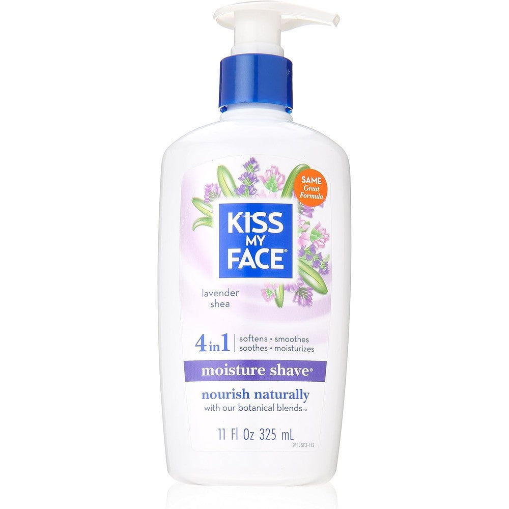 Kiss My Face Lavender and Shea Moisture Shave 11 Fluid Ounce pump bottle front view