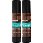 Mambino Organics Tea Tree Pre Shave Oil front view of the 2 pack packaging