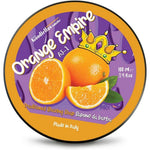 The Goodfellas' Smile Orange Empire luxury shaving soap tub front view