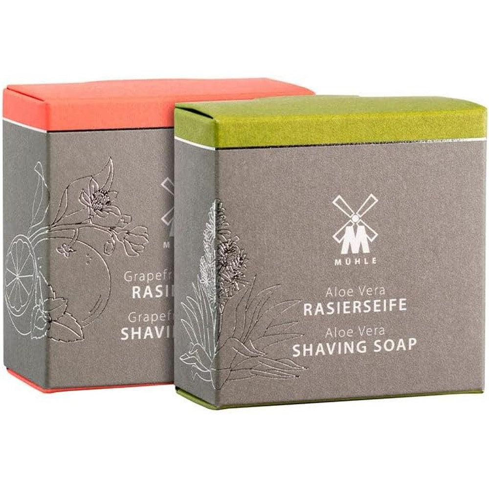 MÜHLE Shaving Care Shaving Soap Duo set featuring Aloe Vera and Grapefruit Mint bars